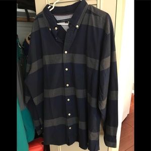 Tommy Hilfiger Navy and Gray Casual Button Down Shirt